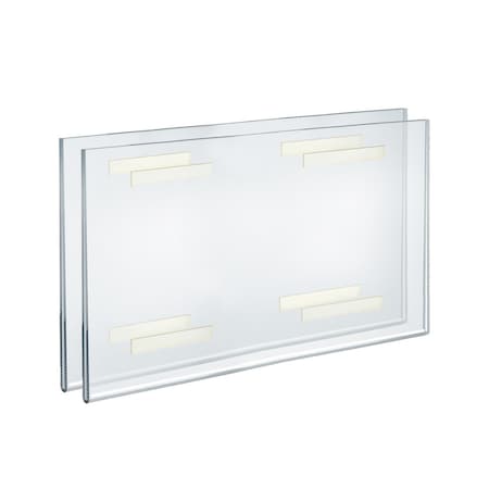 Azar Displays Self Adhesive Clear Acrylic Wall Sign Holder Frame 17'' W x 11'' H -Landscape / Horizontal, 2PK 122037-2PK